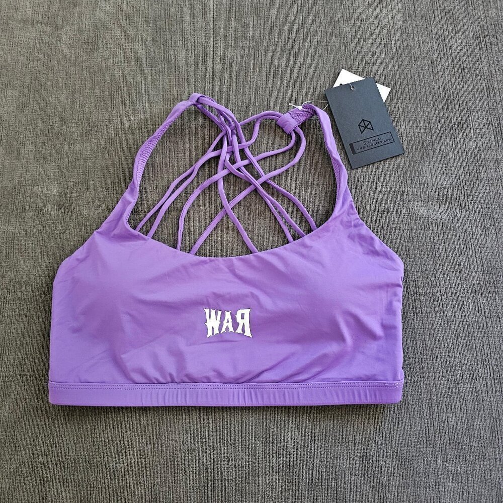 Rawgear Women's Purple Cross Back Sling Padded Sports Bra Size Small